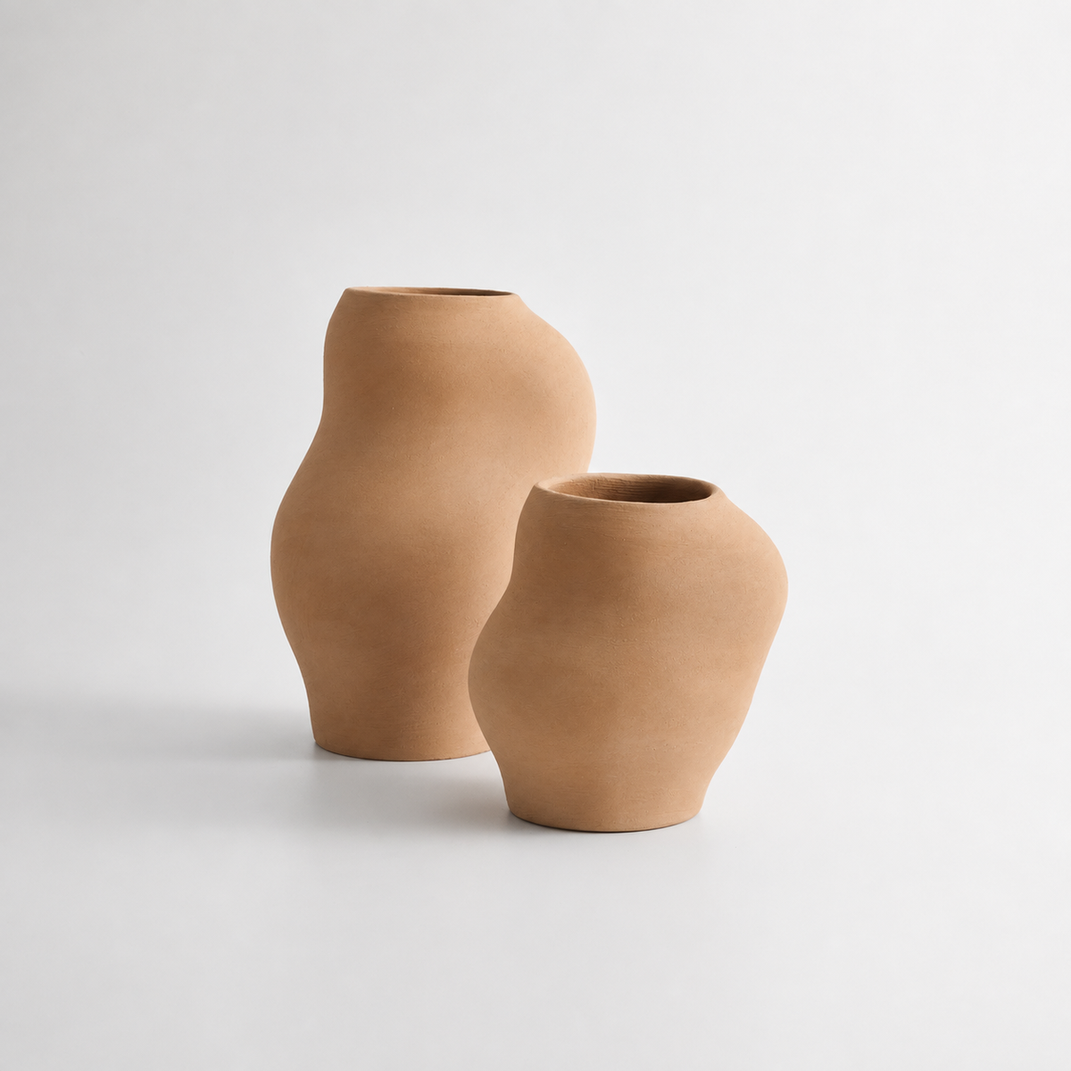 Handmade Sculptural Stoneware Vase Set of 2