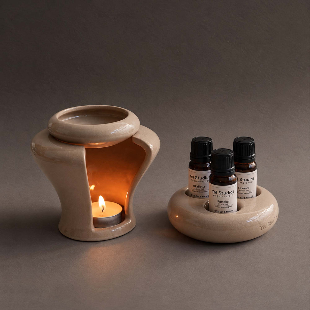 Ceramic Essential Oil Warmer & Oil Stand Set