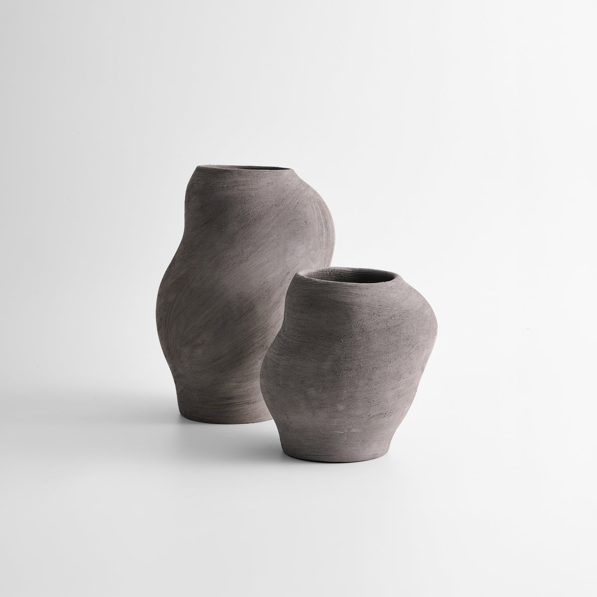 Handmade Sculptural Stoneware Vase Set of 2
