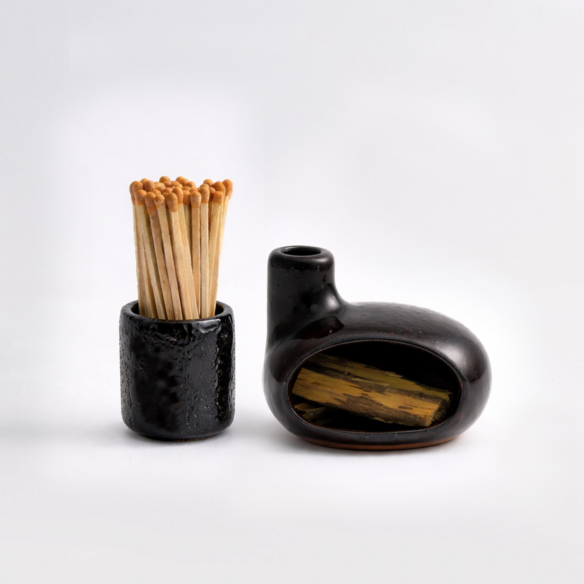 Ceramic Palo Santo Holder & Incense Burner Set