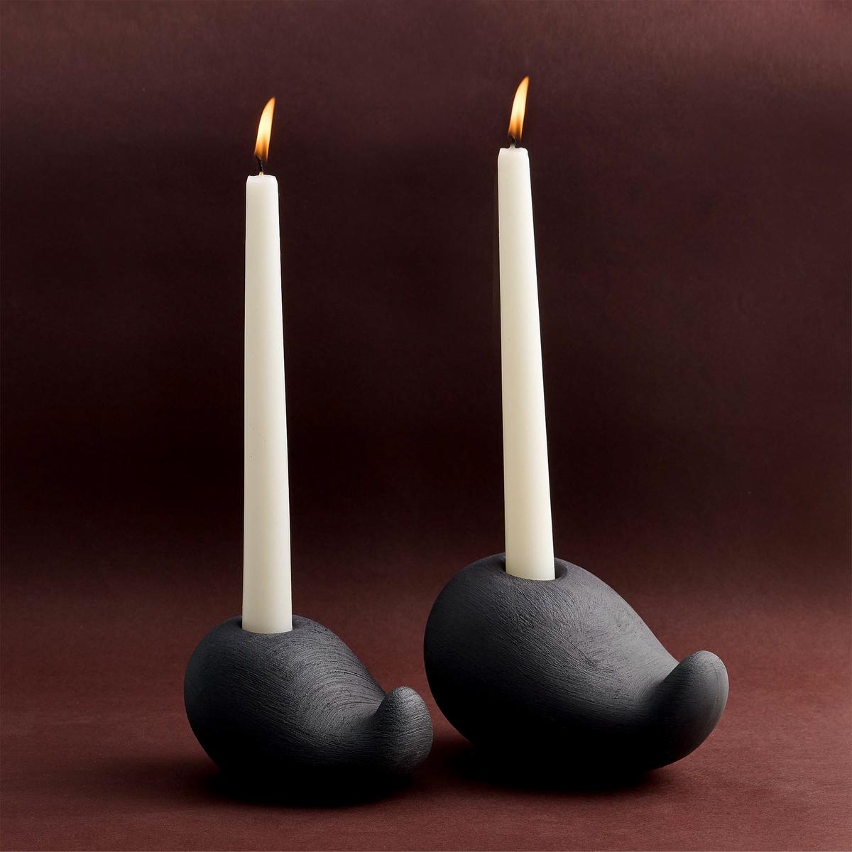 Black Ceramic Candle Holder, Incense Burner & Essential Oil Warmer Set