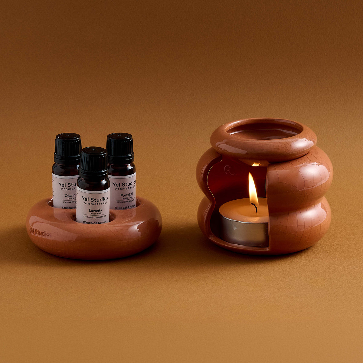 Ceramic Essential Oil Warmer & Oil Stand Set