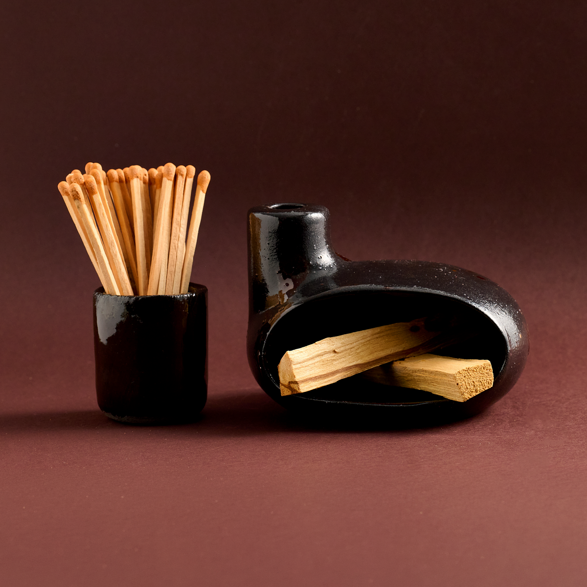 Ceramic Palo Santo Holder & Incense Burner Set