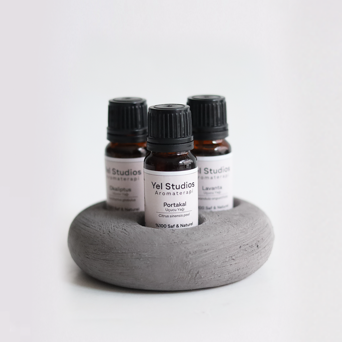 Anthracite Ceramic Candle Holder, Incense Burner & Essential Oil Warmer Set