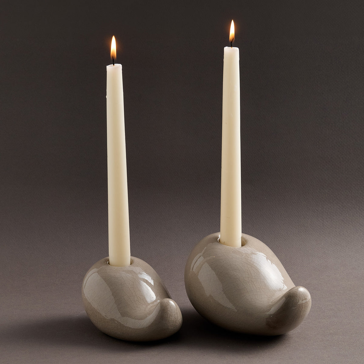 Modern Ceramic Taper Candle Holder Set of 2