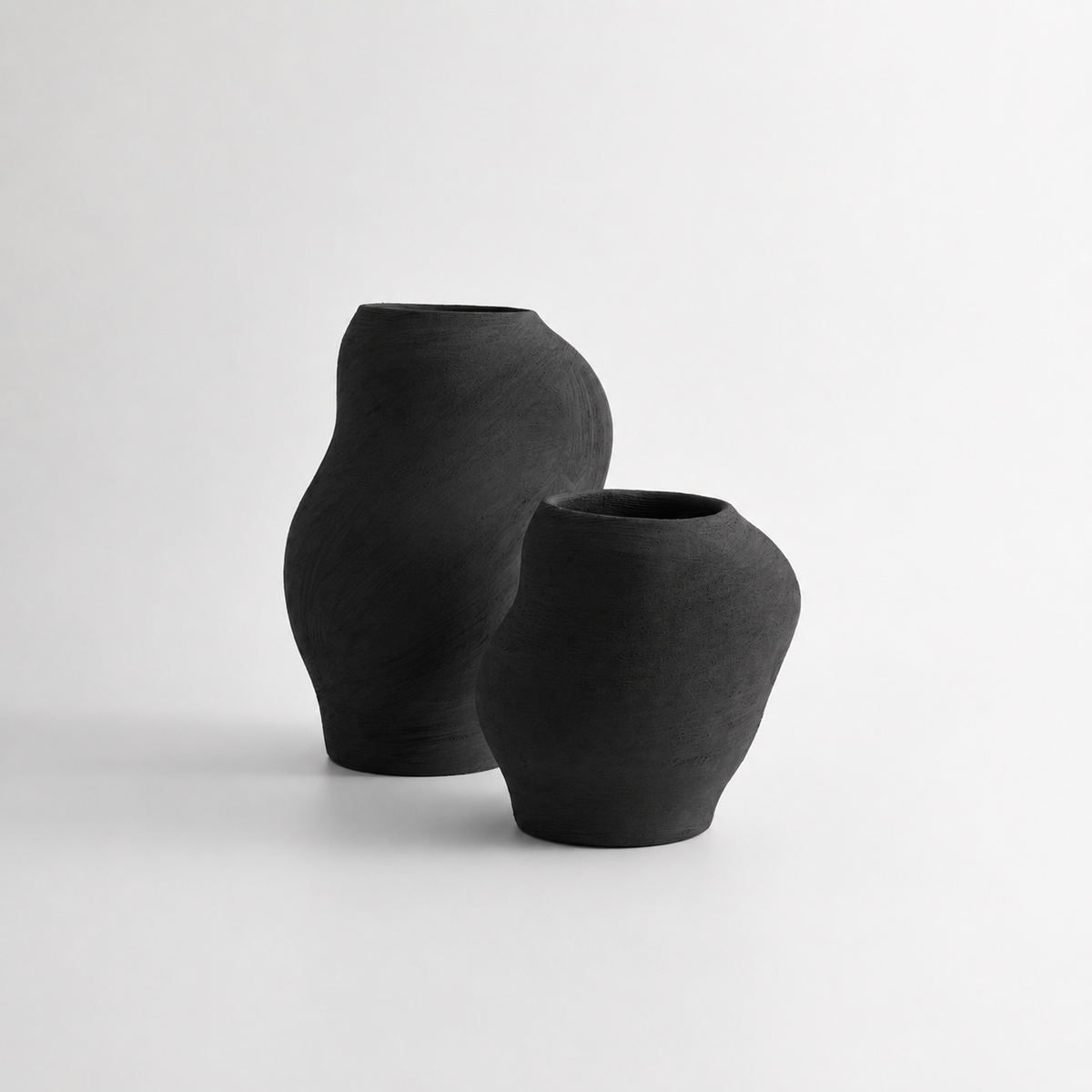 Handmade Sculptural Stoneware Vase Set of 2