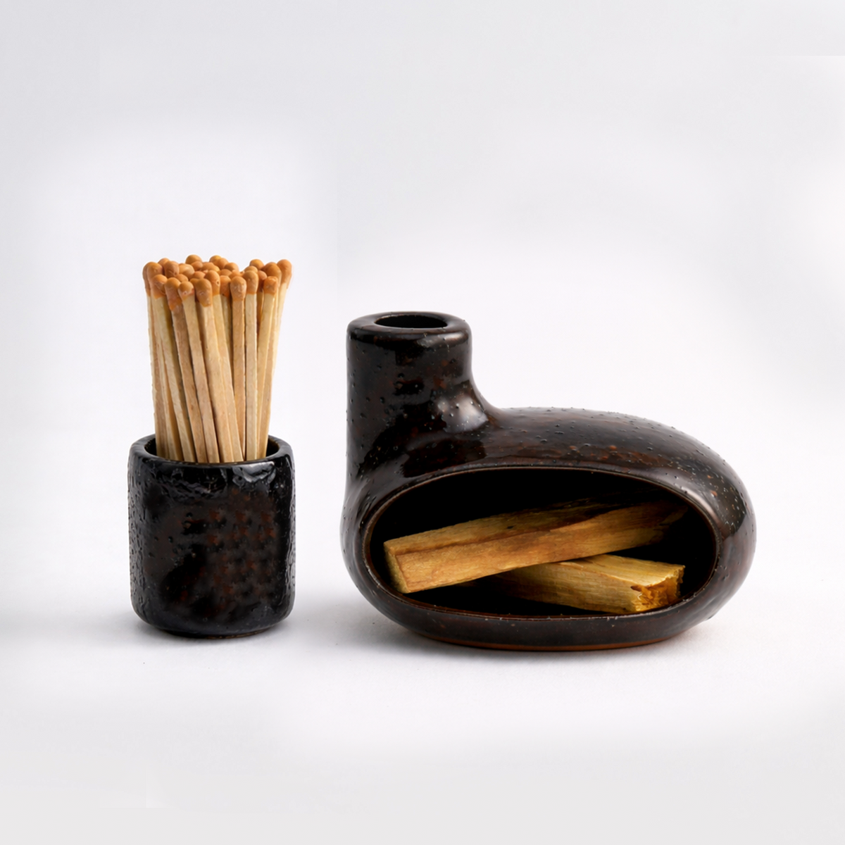 Ceramic Palo Santo Holder & Incense Burner Set