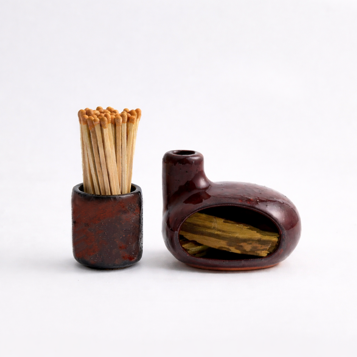 Ceramic Palo Santo Holder & Incense Burner Set