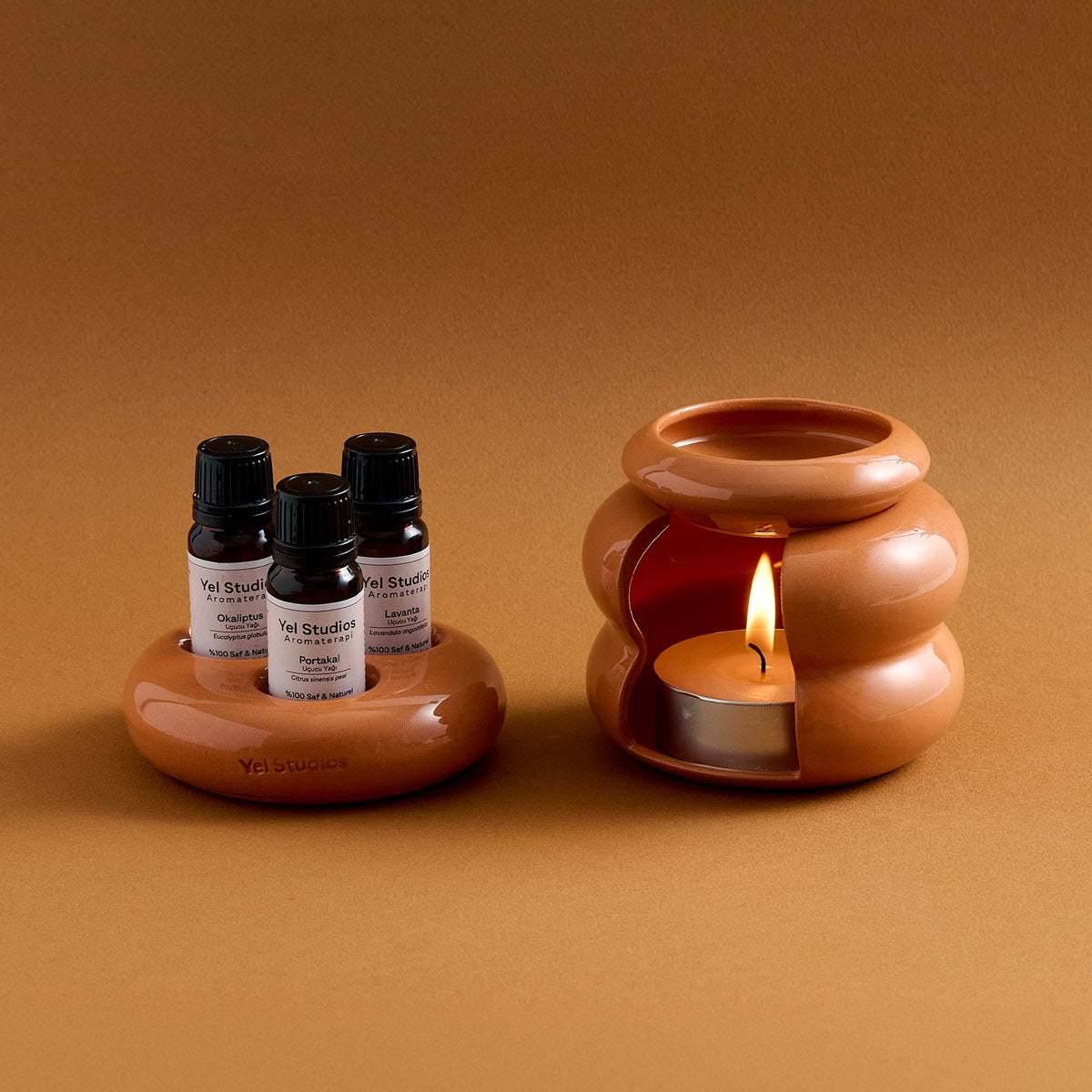 Ceramic Essential Oil Warmer & Oil Stand Set
