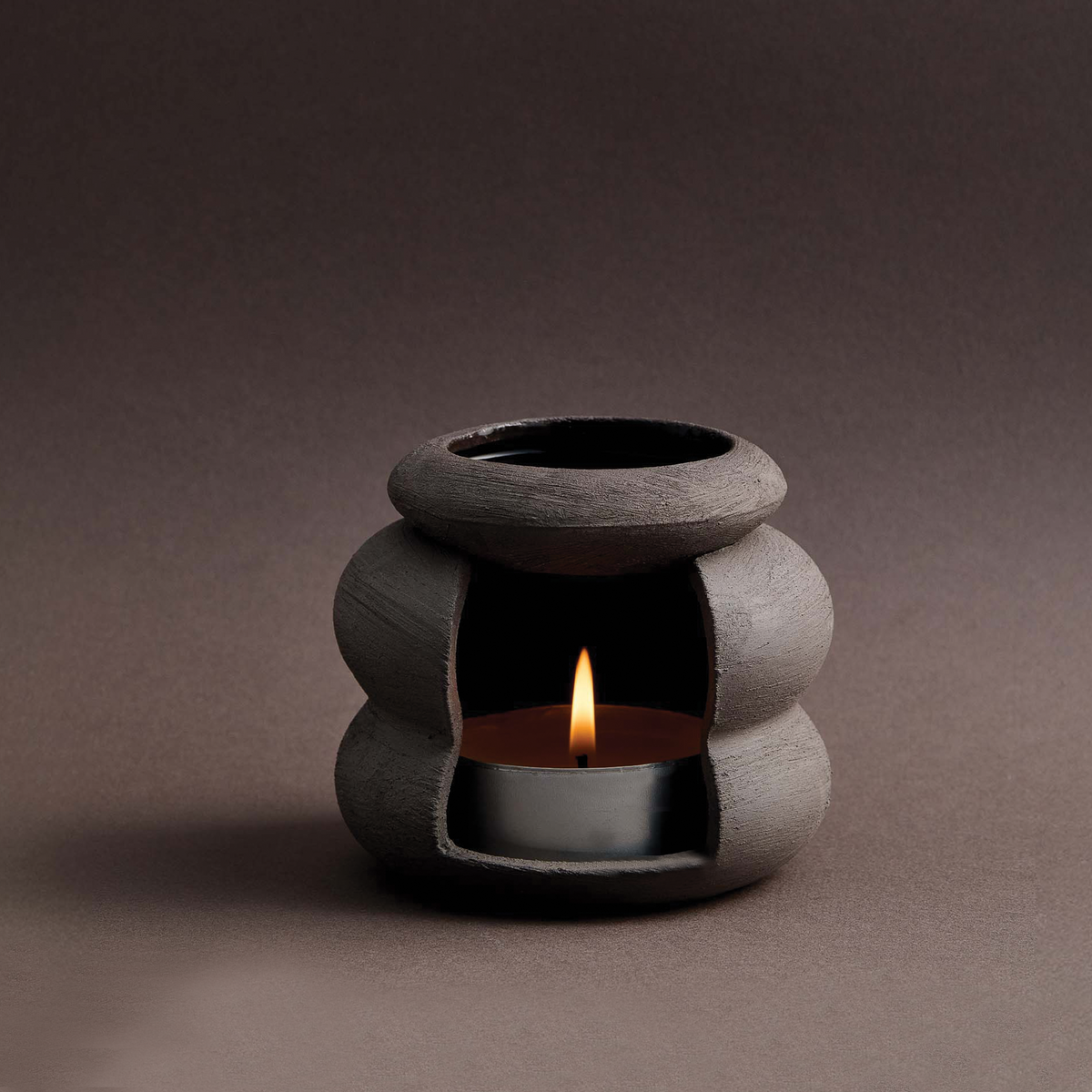 Anthracite Ceramic Candle Holder, Incense Burner & Essential Oil Warmer Set
