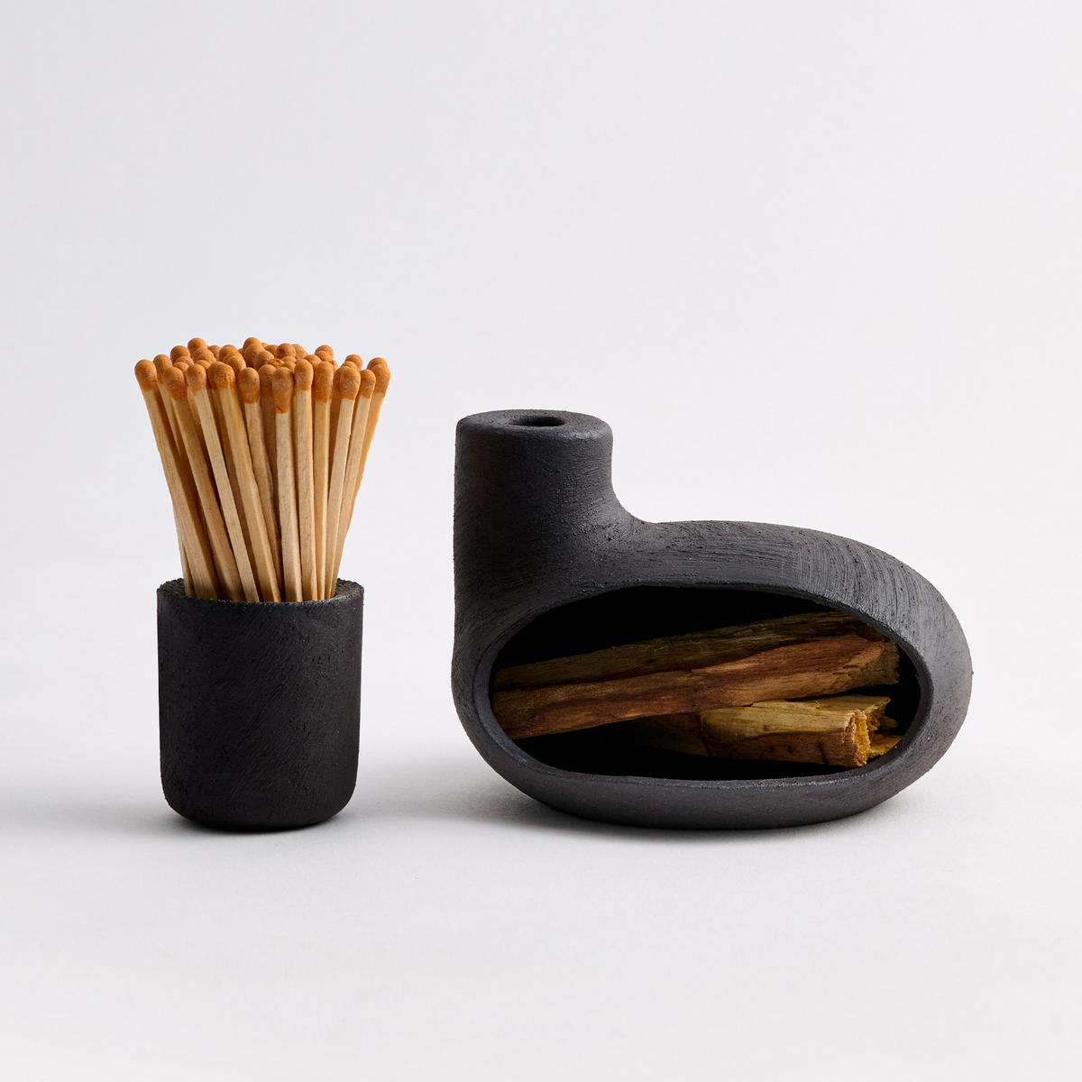 Black Ceramic Candle Holder, Incense Burner & Essential Oil Warmer Set