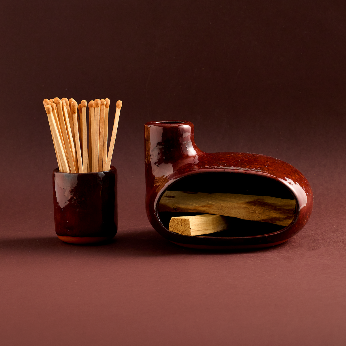 Ceramic Palo Santo Holder & Incense Burner Set
